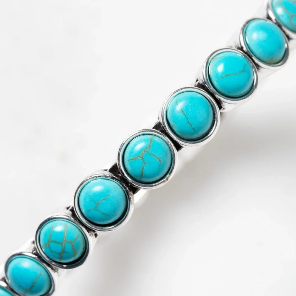 NEW Turquoise and Silver Magnetic Bangle Bracelet - Picture 3 of 7